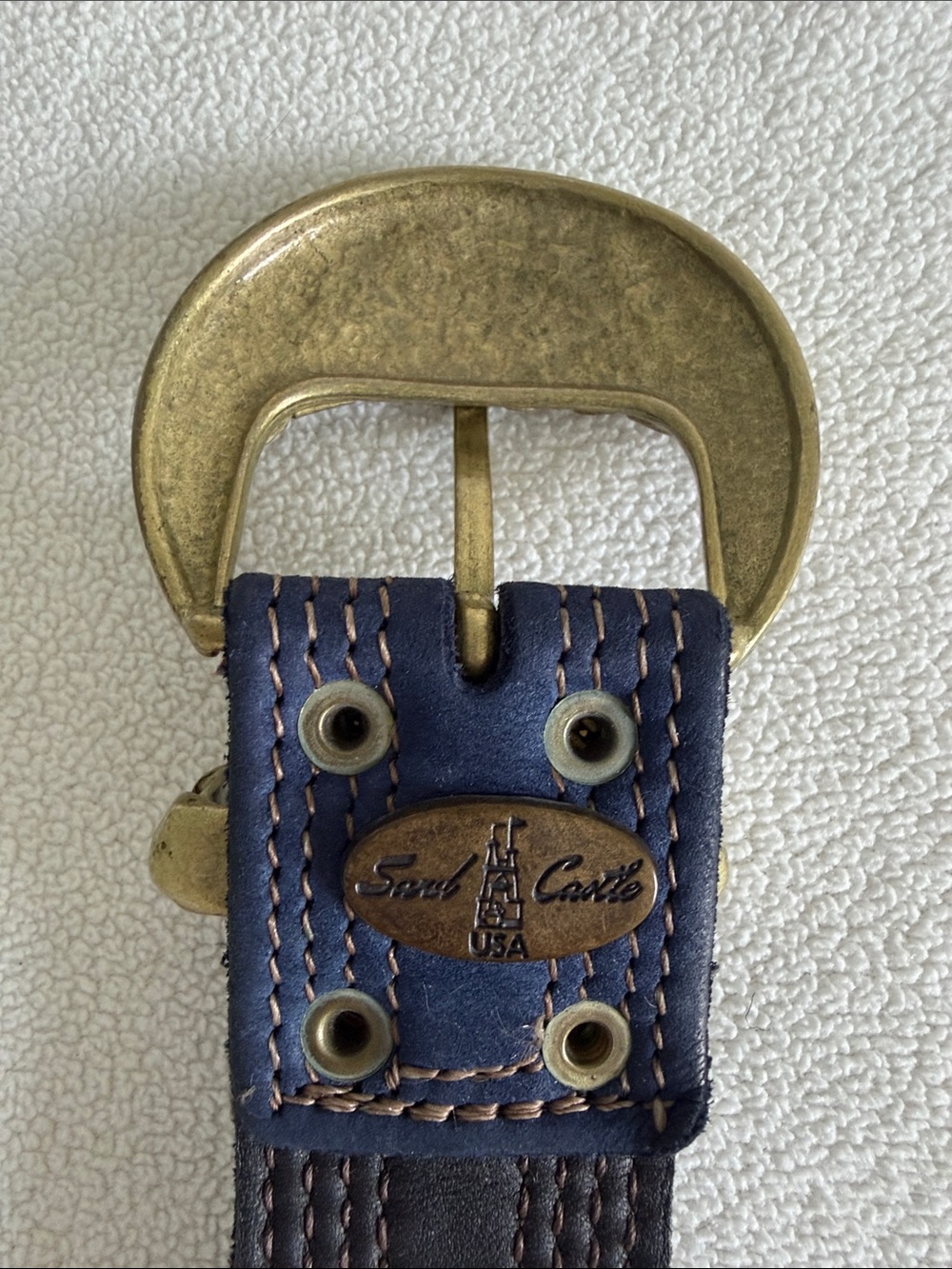 Sand Castle Navy Blue Women's Belt with Brass Hardware - Picture 2 of 6